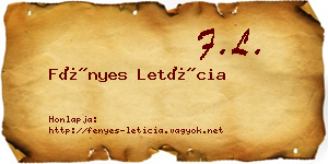 Fényes Letícia névjegykártya